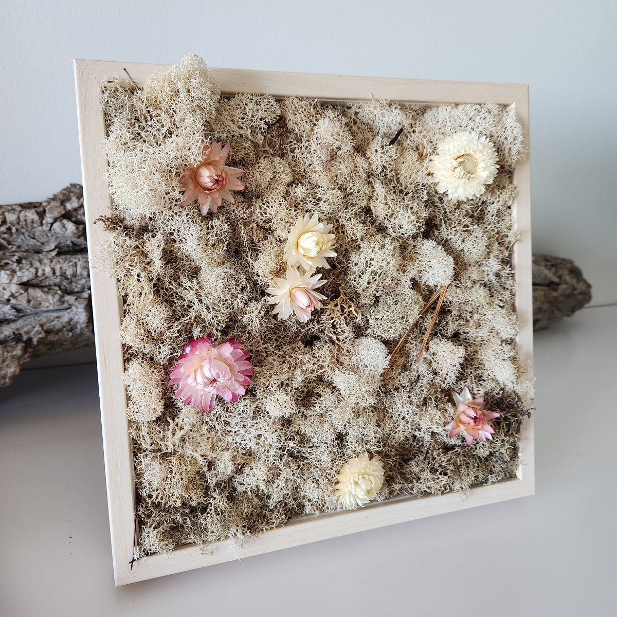 Nude Moss With Nude Flowers - Square Frame