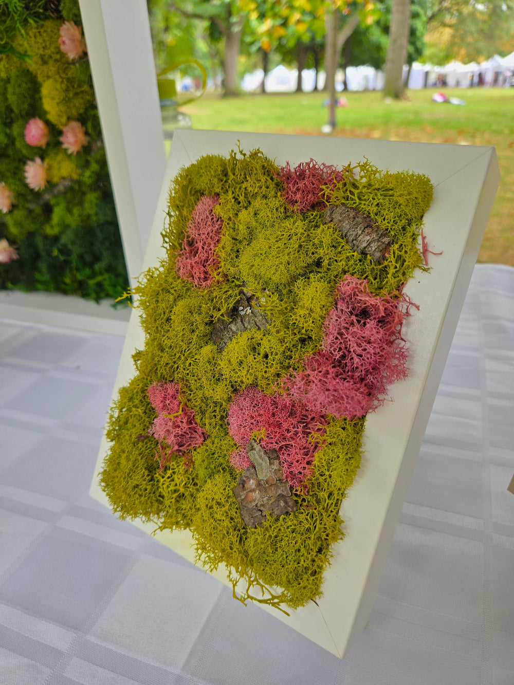 Pink on Green Moss - Moss Art