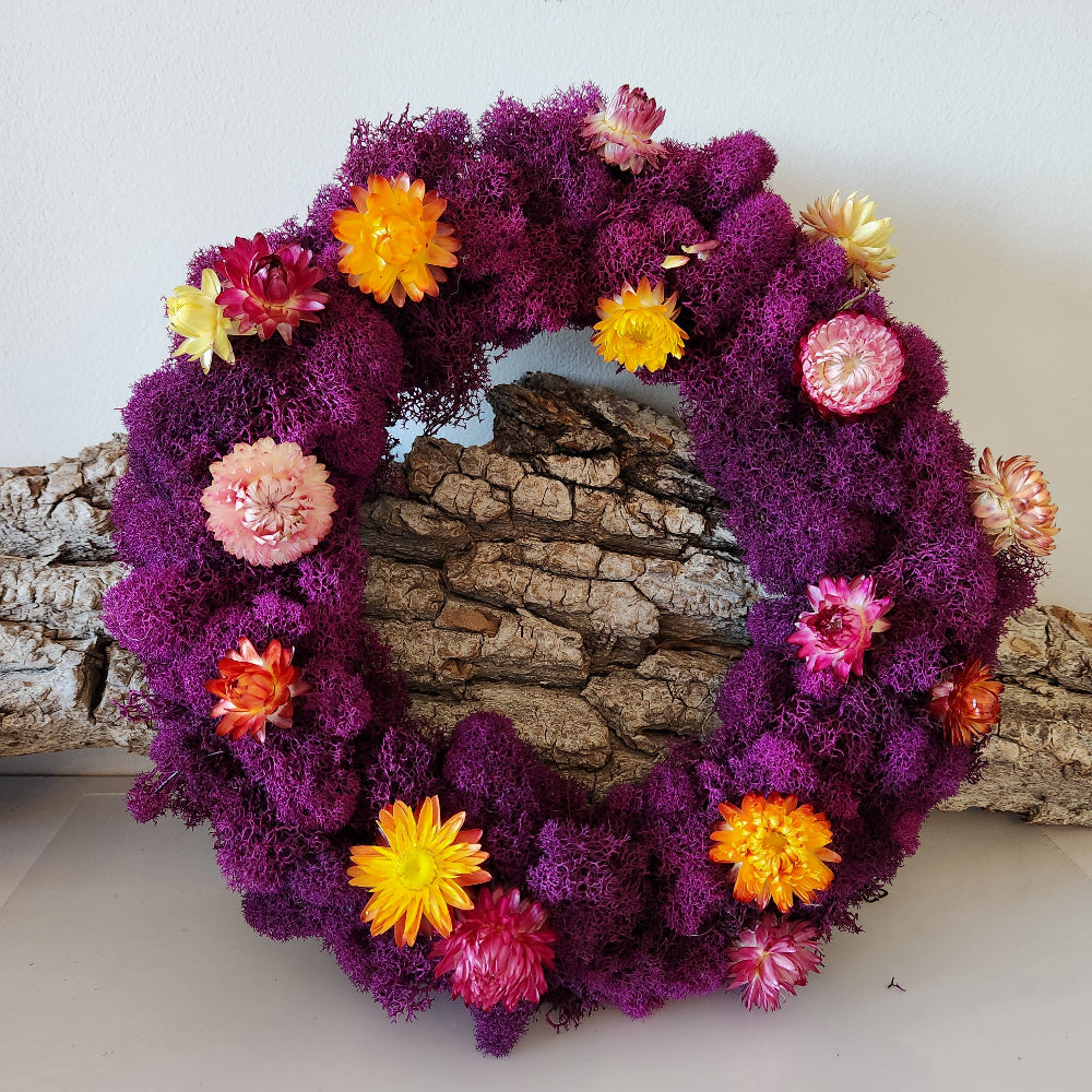 Deep Purple Moss Wreath - Moss Art
