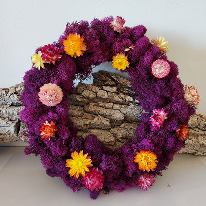 Deep Purple Moss Wreath - Moss Art