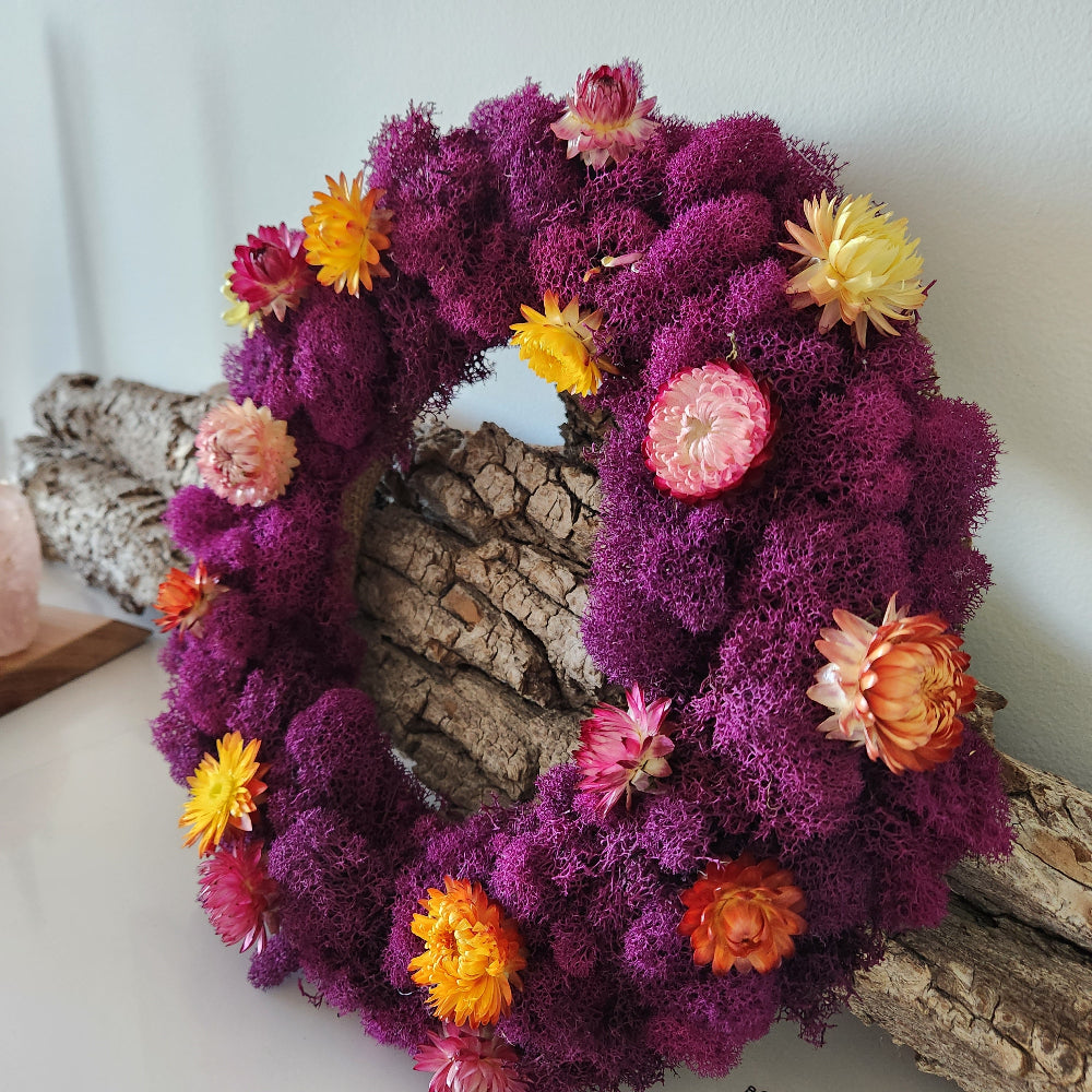 Deep Purple Moss Wreath - Moss Art