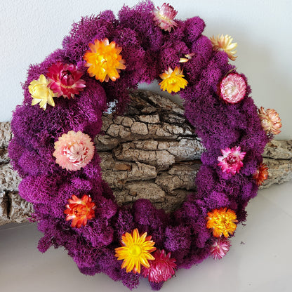 Deep Purple Moss Wreath - Moss Art