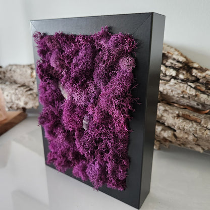 Deep Purple Moss & Amethyst Crystals - Moss Art