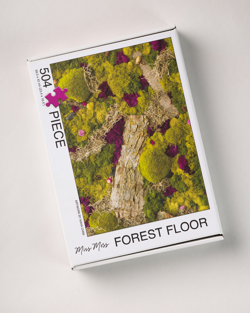 504 piece jigsaw puzzle titled 'Forest Floor' with a forest design on the cover.  