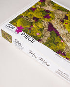 504 piece jigsaw puzzle titled 'Forest Floor' with a forest design on the cover side view
