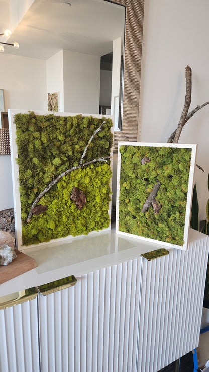 Green Earth With Lichen Sticks - Moss Art