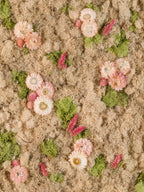Soft pastel flowers on nude beige moss fine art print
