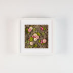 Framed fine art print of Soft pink, fuchsia, and white flowers with green and Spanish moss 