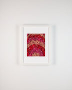 Pink and red rainbow moss with flower petals fine art print
