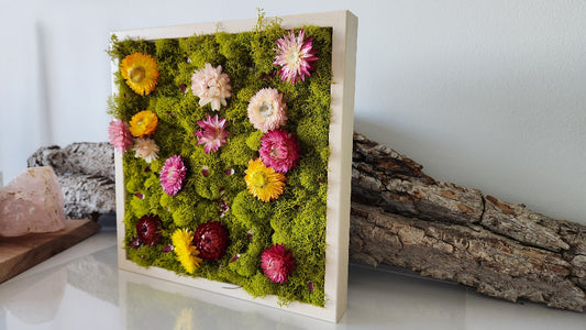 Spring Flowers - Square Frame - Moss Art