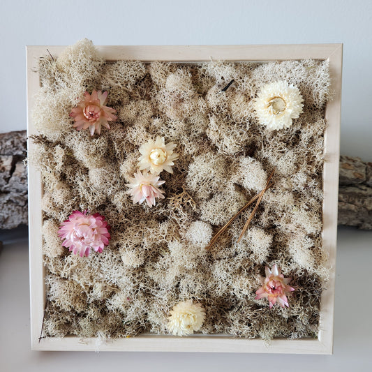 Nude Moss With Nude Flowers - Square Frame