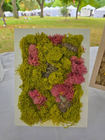 Pink on Green Moss - Moss Art